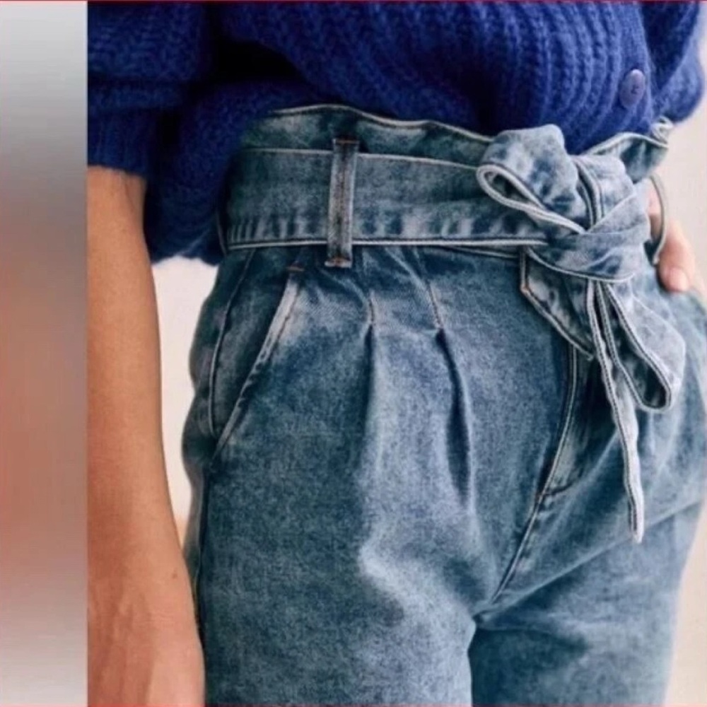 Sezane High Rise Austin Paperbag Trouser Jean Size 40